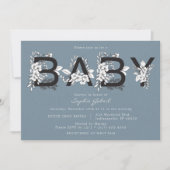 ほこりっぽいブルーフローラベビーシャワー招待状 招待状 (正面)