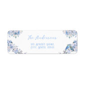 ほこりっぽいブルーフローラボウベイビーシャワー差出人住所 ラベル (正面)