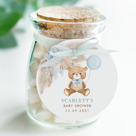 ほこりっぽいブルーフローラボホテディベアーベビーシャワー フェイバータグ