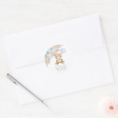 ほこりっぽいブルーフローラボホテディベアーベビーシャワー ラウンドシール (封筒)