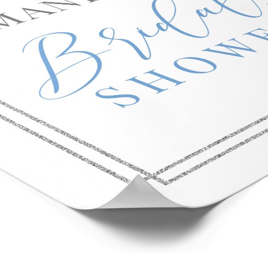 ほこりっぽいブルーフローラボーブライダルシャワーウェルカムサイン ポスター (角)