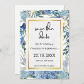 ほこりっぽいブルーフローラリース水の色グリーンリー セーブザデート (正面/裏面)