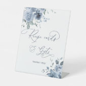 ほこりっぽいブルーフローラレシピカードとギフト 台座サイン (正面)