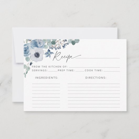 ほこりっぽいブルーフローラレシピカード (正面)