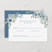 ほこりっぽいブルーフローラワイルドフラワーウェディングRSVPポストカード サンキューカード (正面/裏面)