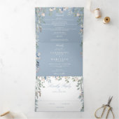 ほこりっぽいブルーフローラワイルドフラワーフォト結婚ズ 三つ折り招待状 (内部)