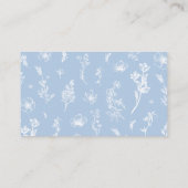 ほこりっぽいブルーフローラワインラッフルブライダルシャワーゲーム エンクロージャーカード (裏面)