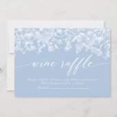 ほこりっぽいブルーフローラワインラッフルブライダルシャワーゲーム 招待状 (正面)