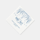 ほこりっぽいブルーフローラヴィンテージボーイベビーシャワー スタンダードカクテルナプキン (角)