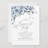 ほこりっぽいブルーフローラ婚約パーティ 招待状 (正面)