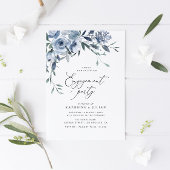 ほこりっぽいブルーフローラ婚約パーティ 招待状