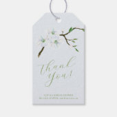 ほこりっぽいブルーフローラ感謝していブライダルシャワー ギフトタグ (正面)