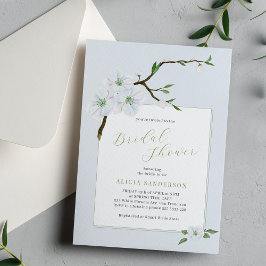 ほこりっぽいブルーフローラ春ブライダルシャワー 招待状