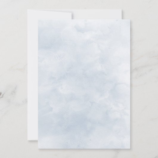 ほこりっぽいブルーフローラ植物優雅な結婚式 招待状 (裏面)