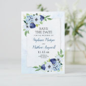 ほこりっぽいブルーフローラ植物水結婚色の セーブザデート (スタンド正面)