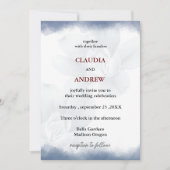 ほこりっぽいブルーフローラ植物水結婚色の 招待状 (正面)