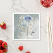 ほこりっぽいブルーフローラ水彩紙ナプキン スタンダードカクテルナプキン (インサイチュ)