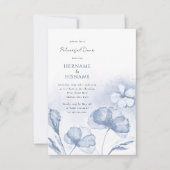 ほこりっぽいブルーフローラ水色リハーサルディナー 招待状 (正面)