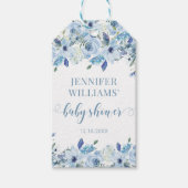 ほこりっぽいブルーフローラ男の赤ちゃんシャワーお気に入りギフトラベル ギフトタグ (正面)