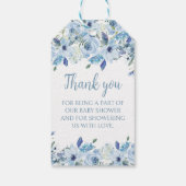 ほこりっぽいブルーフローラ男の赤ちゃんシャワーお気に入りギフトラベル ギフトタグ (裏面)