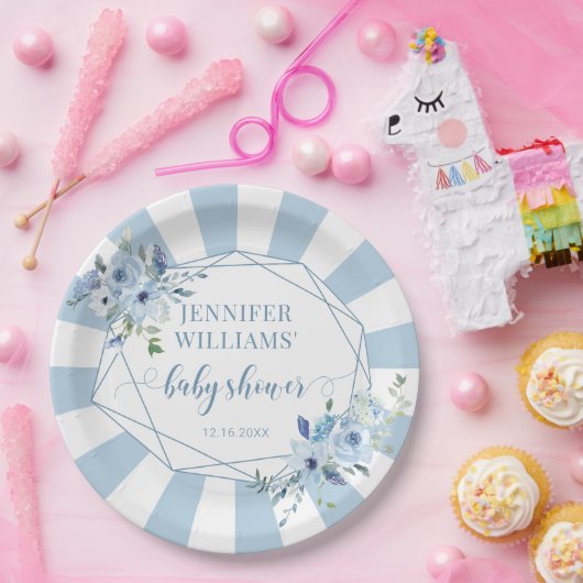 ほこりっぽいブルーフローラ男の赤ちゃんシャワー紙プレート ペーパープレート (パーティー)