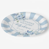 ほこりっぽいブルーフローラ男の赤ちゃんシャワー紙プレート ペーパープレート (アングル)