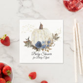 ほこりっぽいブルーフローラ秋カボチャ金ゴールドベビーシャワー スタンダードカクテルナプキン (インサイチュ)