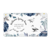 ほこりっぽいブルーフローラ素朴なスクリプト鴨エッグカートン ラベル (正面)