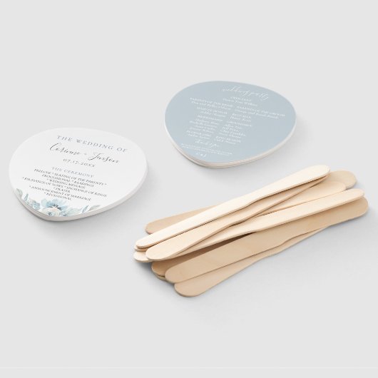 ほこりっぽいブルーフローラ結婚式 プログラムハンドファン ハンドファン (組立なし)