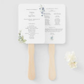 ほこりっぽいブルーフローラ結婚式 プログラムファン(ハンドル付き) ハンドファン (正面&裏面)