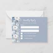 ほこりっぽいブルーフローラ結婚式RSVP ノートカード (正面)