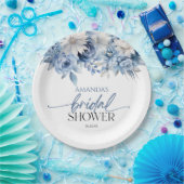 ほこりっぽいブルーフローラ花ブライダルシャワー ペーパープレート (パーティー)