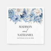 ほこりっぽいブルーフローラ花庭園の結婚式 スタンダードカクテルナプキン (正面)