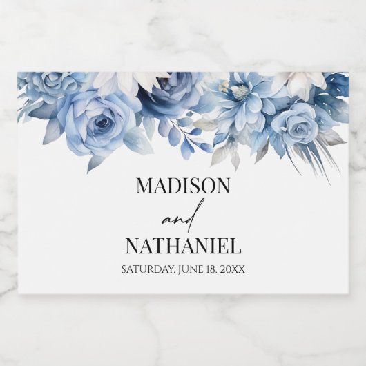 ほこりっぽいブルーフローラ花庭園の結婚式 スパークリングワインラベル (シングルラベル)