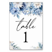 ほこりっぽいブルーフローラ花庭園の結婚式 テーブルナンバー (正面)
