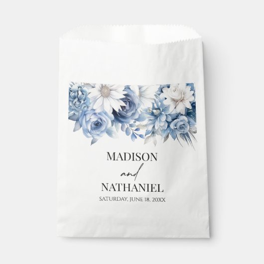 ほこりっぽいブルーフローラ花庭園の結婚式 フェイバーバッグ (正面)