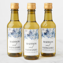 ほこりっぽいブルーフローラ花庭園の結婚式 ワインラベル