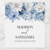 ほこりっぽいブルーフローラ花庭園の結婚式 ワインラベル (シングルラベル)