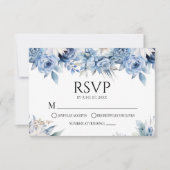 ほこりっぽいブルーフローラ花庭園の結婚式 出欠カード (正面)