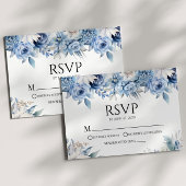 ほこりっぽいブルーフローラ花庭園の結婚式 出欠カード