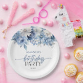 ほこりっぽいブルーフローラ花誕生会 ペーパープレート (パーティー)