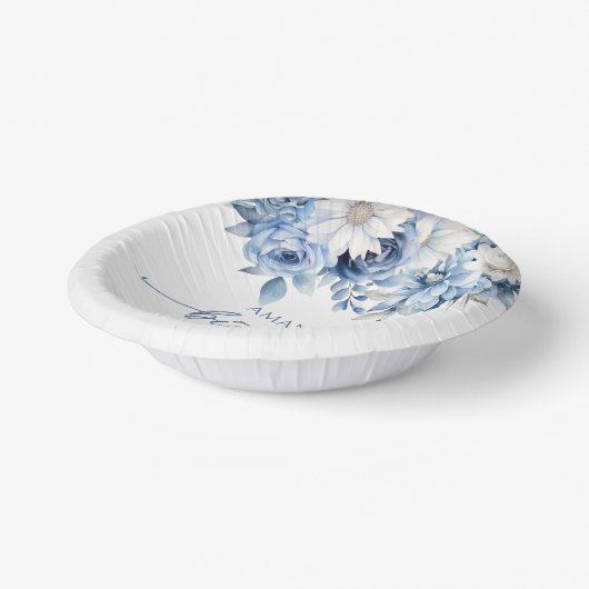 ほこりっぽいブルーフローラ花誕生会 ペーパーボウル (傾斜あり)