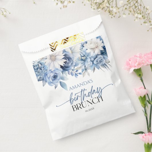 ほこりっぽいブルーフローラ花誕生日ブランチパーティー フェイバーバッグ (封をした状態)