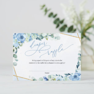 ほこりっぽいブルーフローラ金ゴールド幾何学的おむつラッフル エンクロージャーカード