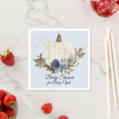 ほこりっぽいブルーフローラ金ゴールド秋カボチャ赤ちゃんシャワー スタンダードカクテルナプキン (インサイチュ)