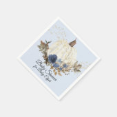 ほこりっぽいブルーフローラ金ゴールド秋カボチャ赤ちゃんシャワー スタンダードカクテルナプキン (角)