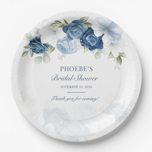 ほこりっぽいブルーフローラ開花ユーカリプタス多肉質 ペーパープレート (正面)