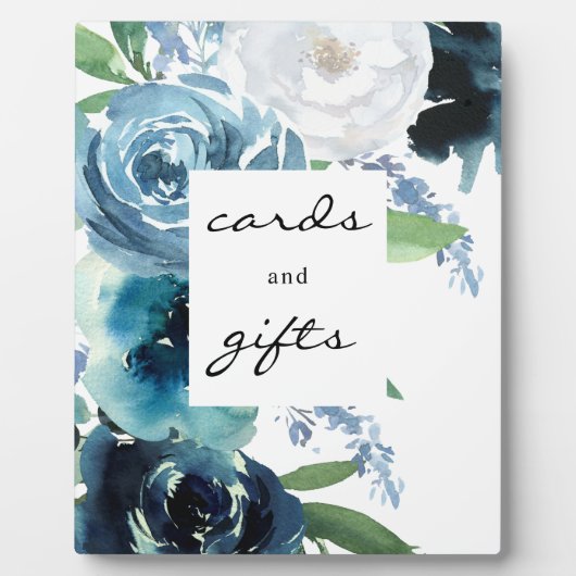 ほこりっぽいブルーフローラ2カード&ギフトサインEasel フォトプラーク (正面)