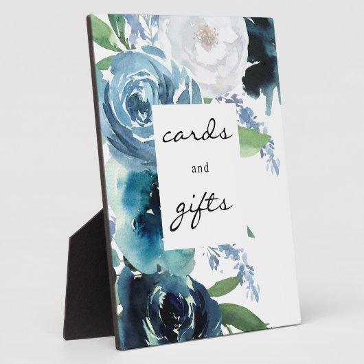 ほこりっぽいブルーフローラ2カード&ギフトサインEasel フォトプラーク (側面)