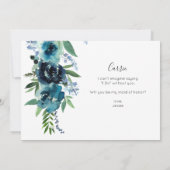 ほこりっぽいブルーフローラ2メイド・オブ・オーナー(花嫁付き添い人)マロンフラワー 招待状 (裏面)